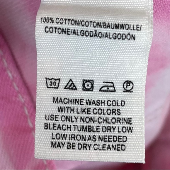 Free People Raw Fringe Hem TyeDye Denim Button-Fly Shorts Size 2 Pink Purple FP - Picture 15 of 15